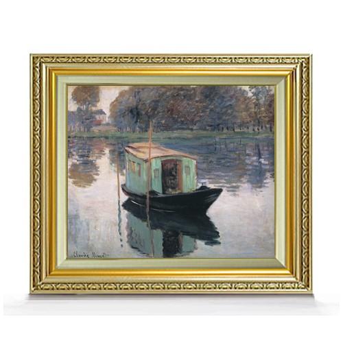 クロード・モネ アトリエ船 F8 絵画 販売 8号 油彩 風景画 598×524mm 送料