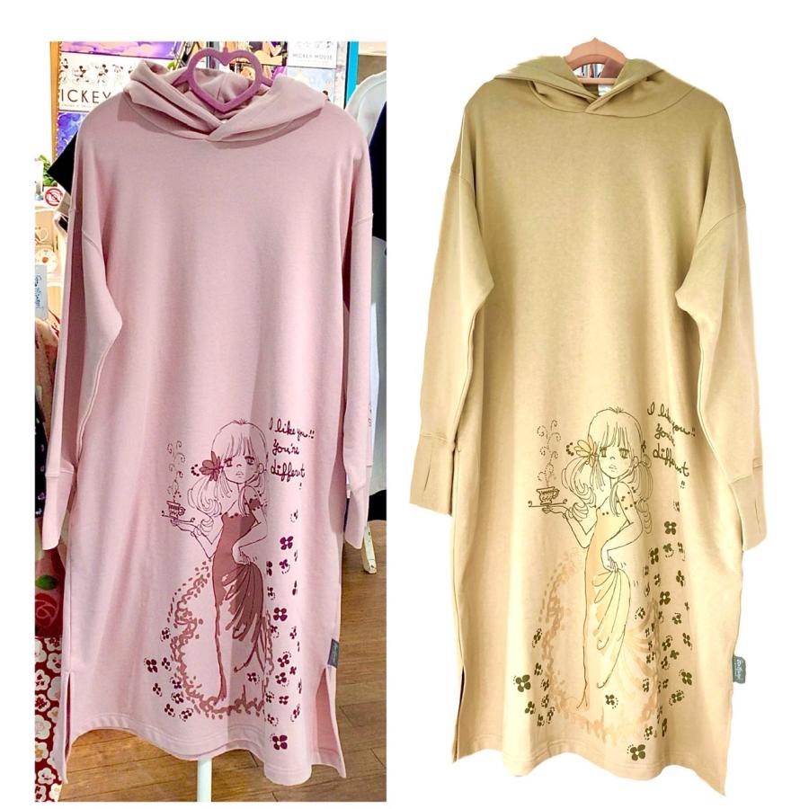 水森亜土】リラックスパーカーワンピース「ティー」レディース（サンド