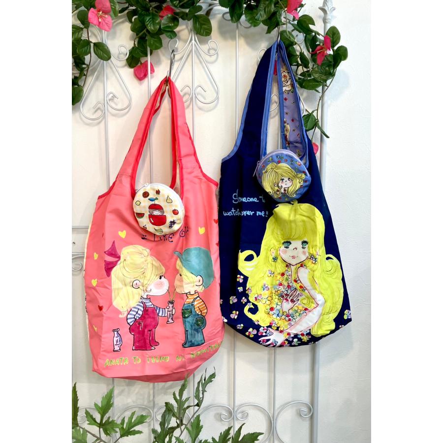 水森亜土】エコバッグ2種/(フルーツ、サムワン)/持ち運びに便利