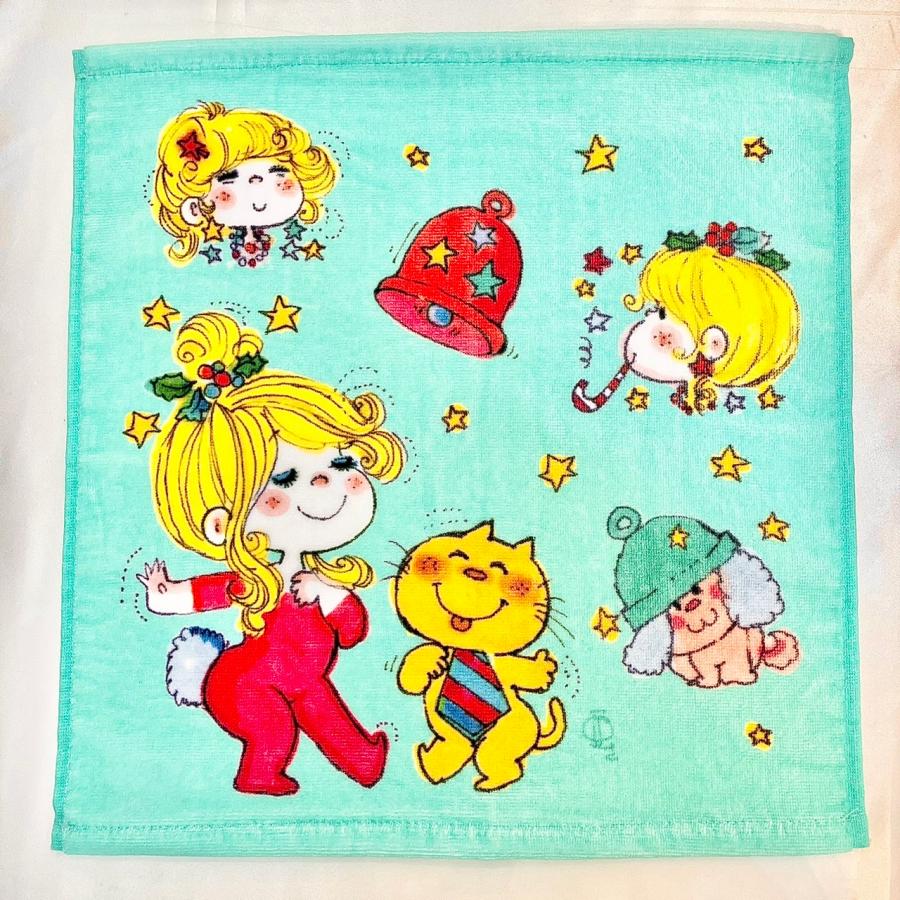 水森亜土】ハンドタオル「メリー＆ブライト」/34×35cm/ピンク/かわいい