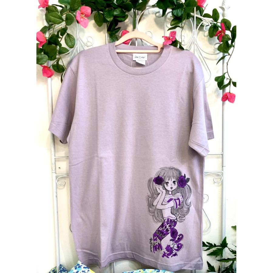 【水森亜土】Tシャツ（フリーM）「ニンギョ」/亜土ちゃん/キャラクター/グッズ/ギフト/プレゼント/身丈70×身幅52cm/綿/男女兼用 |  | 02