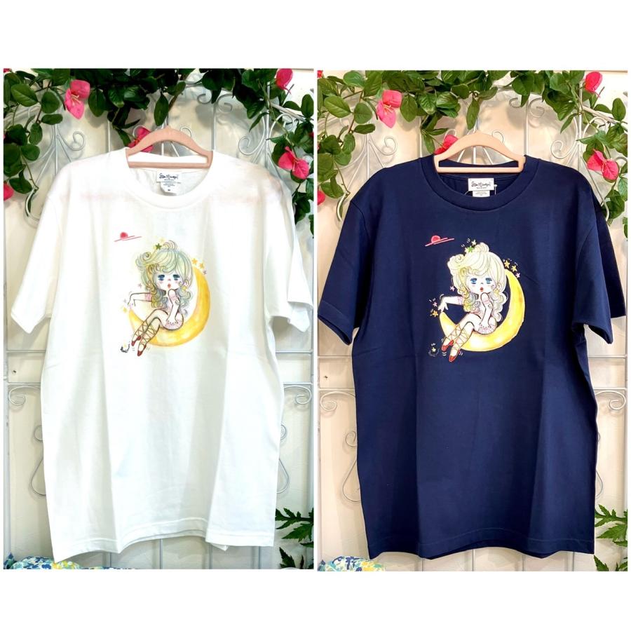 【水森亜土】Tシャツ（フリーM）「ツキ」/亜土ちゃん/キャラクター/グッズ/ギフト/プレゼント/身丈70×身幅52cm/綿/男女兼用 | 