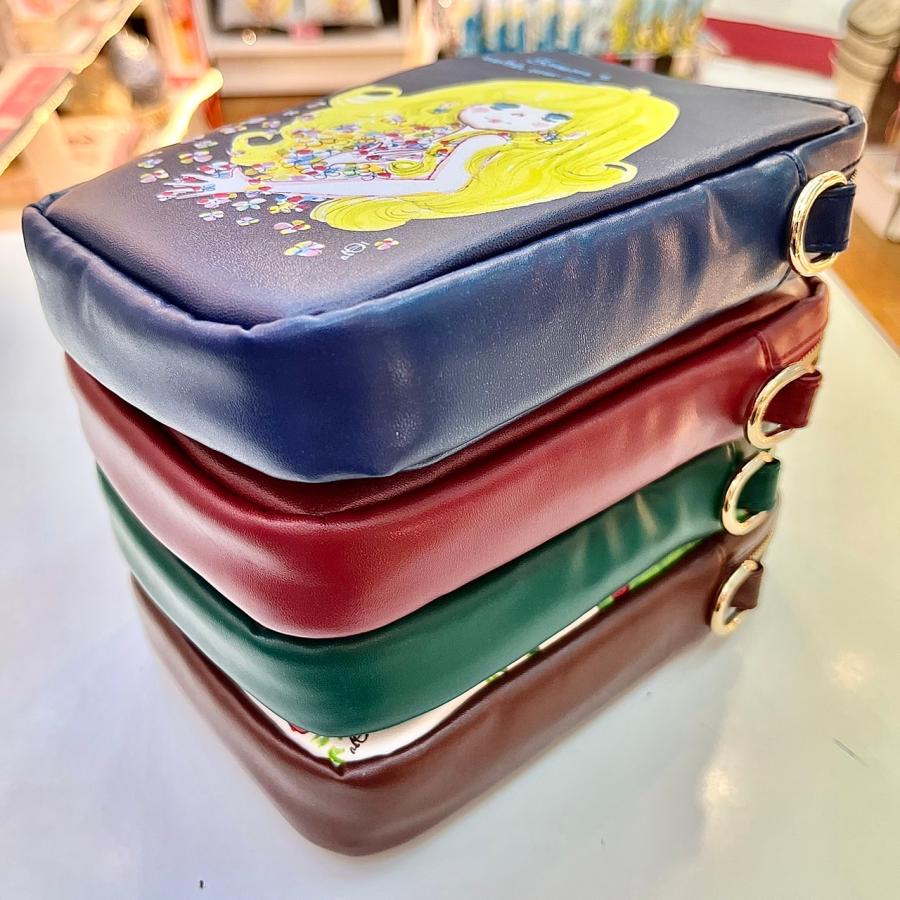 水森亜土】2WAYミニショルダーバッグ「星座(グリーン)/リンゴ(ブラウン