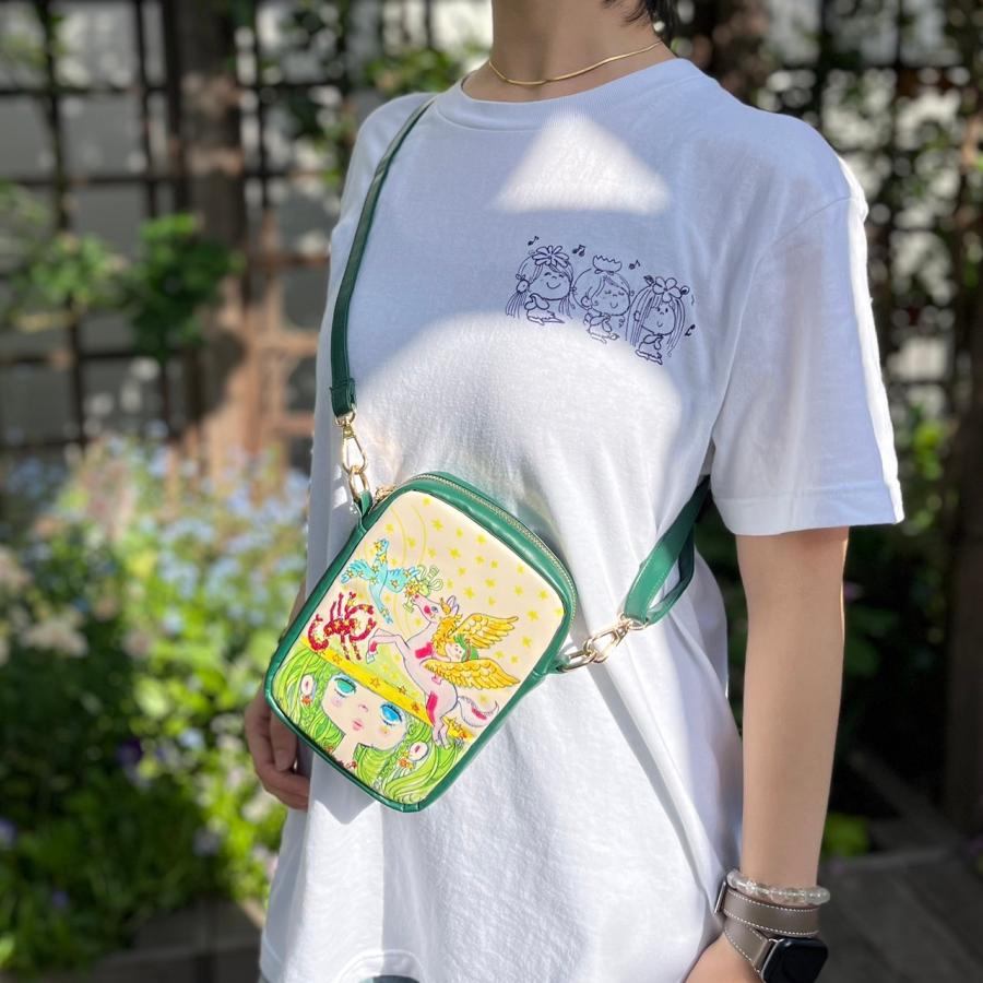 水森亜土】2WAYミニショルダーバッグ「星座(グリーン)/リンゴ(ブラウン