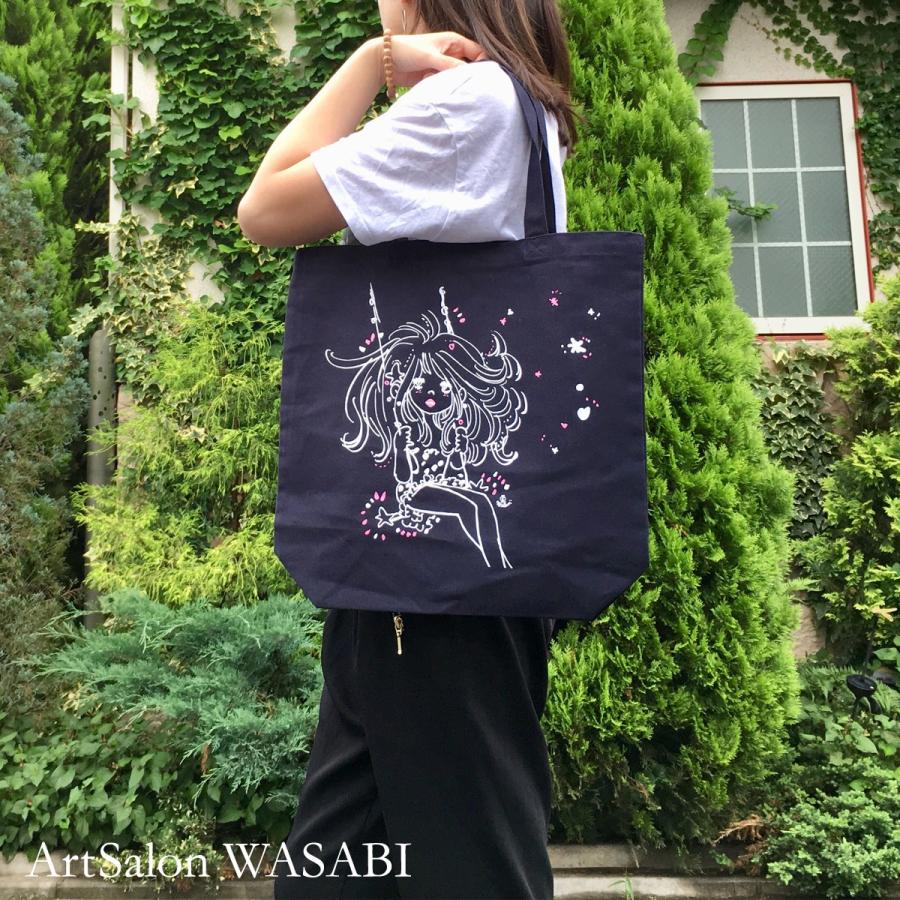 水森亜土 トートバッグ ブランコ ネイビー 帆布 綿 大人かわいい 大人カジュアル イラスト プリント Ad3867 アートサロン和錆 通販 Yahoo ショッピング