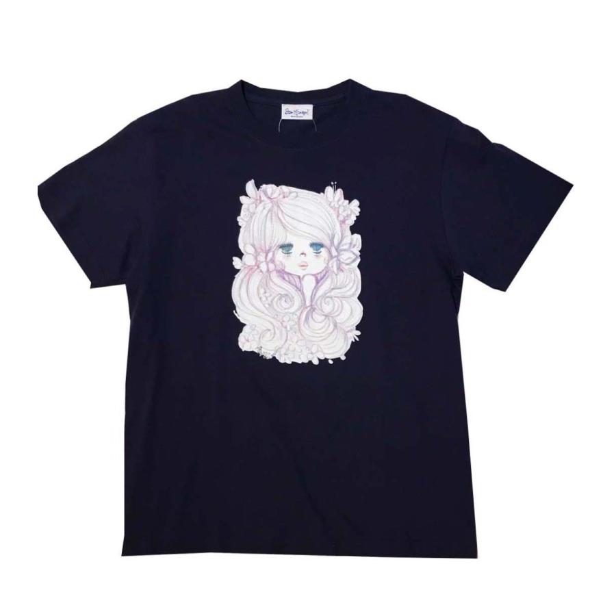 水森亜土 半袖tシャツ ハナ02 ホワイト ネイビー フリーサイズ 男女兼用 ゆったり かわいい 大人カジュアル シンプル イラスト T Hana02 W N アートサロン和錆 通販 Yahoo ショッピング