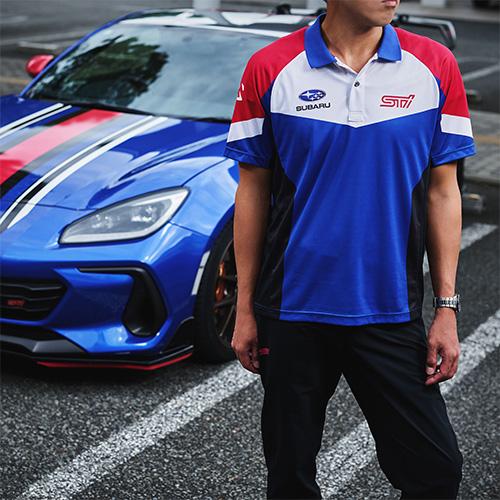 (STI）【未使用】STi NBRチームポロシャツ  Mサイズ　ブルー STIチームポロシャツが安い【スバル パーツ 専門店】