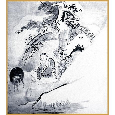 干支色紙 未年 -雪中山水人物図- 渡邊始興筆 / たとう紙・解説付