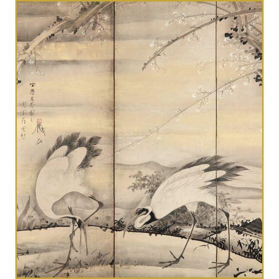 色紙 林和靖図屏風 /曾我蕭白 筆 : 京都からの逸品 アート和風館