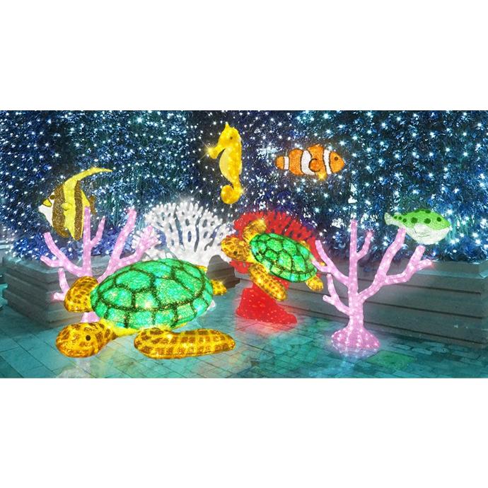 送料無料 LED クリスタルグロー アオウミガメ（小）/プロ施工用のイルミネーション3Dモチーフ/LEDモチーフライト 送料無料 W450×H010×D500(mm)の画像