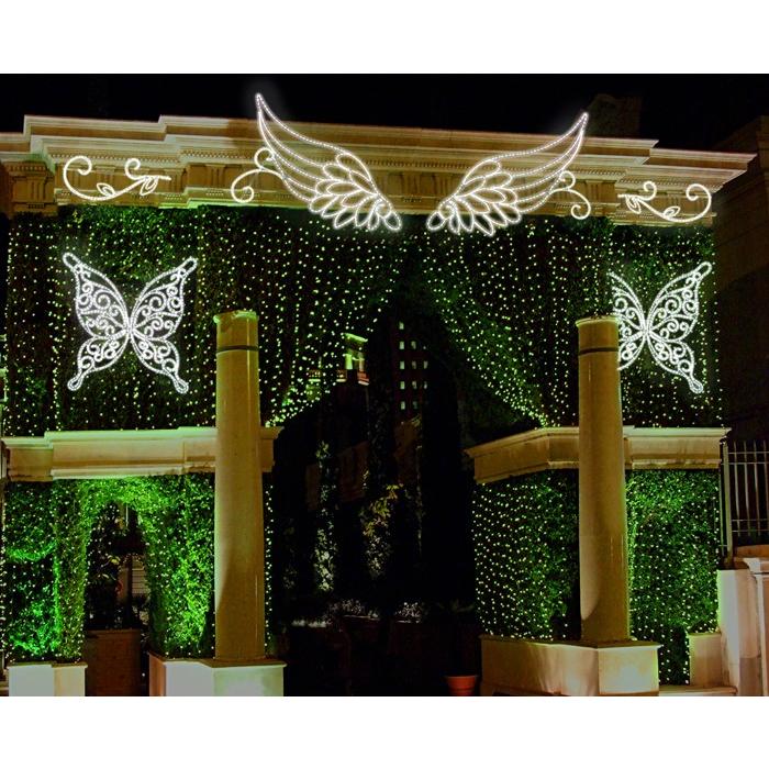 送料無料 LEDロープライト ウィング 天使の羽 モチーフ/施工用プロ仕様