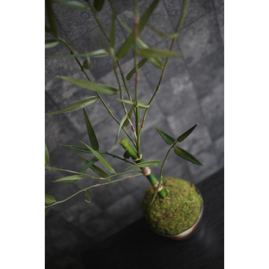 人工観葉植物 造花 女竹のコケ玉アレンジ 苔玉 バンブー 和モダン