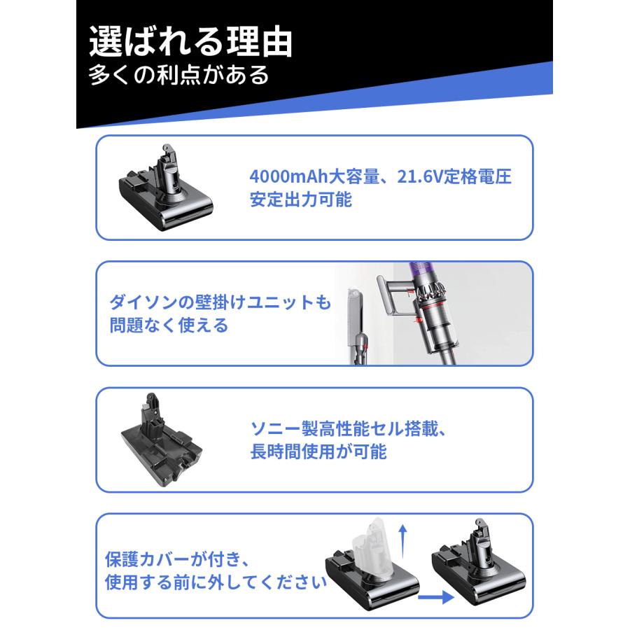 Dyson（ダイソン） V6 バッテリー ボタン式 ネジ不要 3秒組立 4000mAh