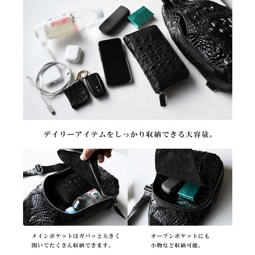 クロコダイル ボディバッグ 本革 革 クロコ 鰐革 ワニ革 ワン 