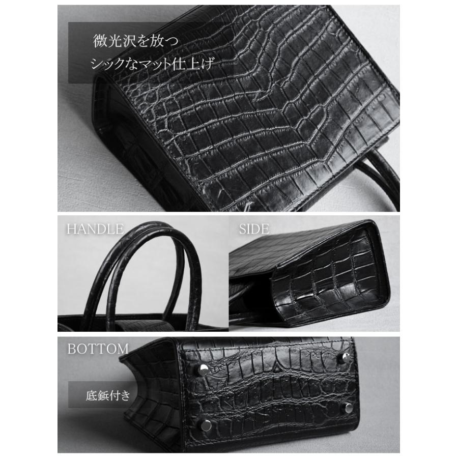 クロコダイル ハンドバッグ 2way ミニ 小さめ スクエア バッグ 本革