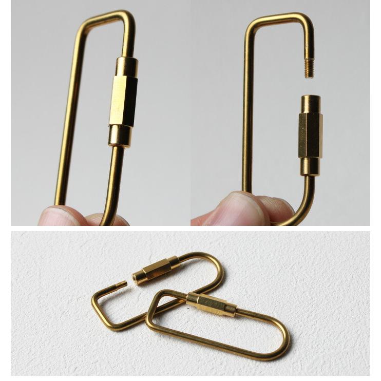 真鍮 ブラス カラビナ ロック式 ネジ キーフック キーホルダー