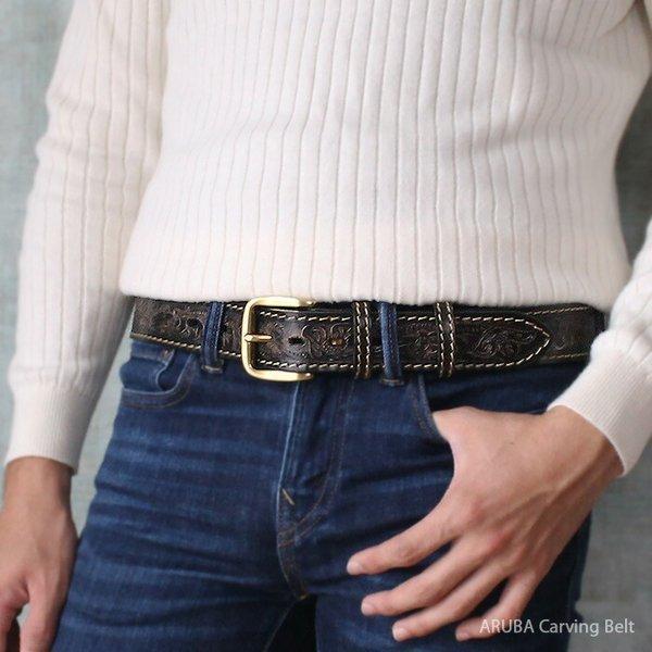 オンライン売れ済 本革 ベルト カービング レザーベルト 黒色 カービングベルト 革 牛革 デニムに合う サドルレザー アメカジ メンズ レディース アルバ Lb3801t42 正規品代理店 Ecuaelectrom Com Ec