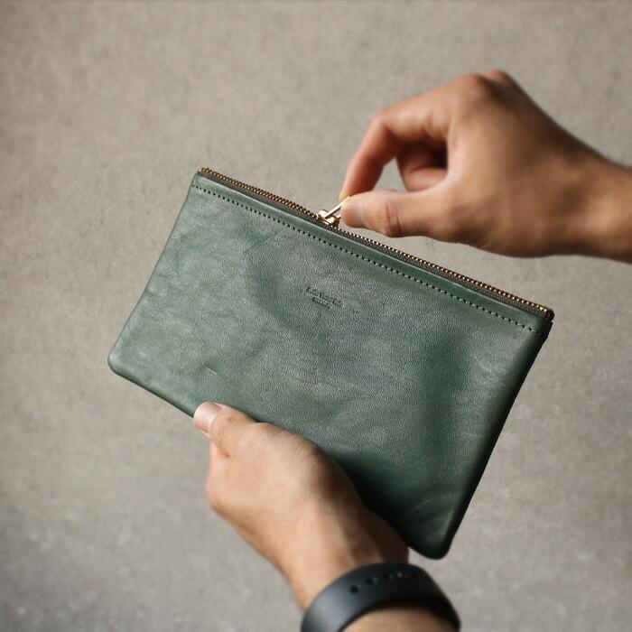 馬革 ポーチ レザーポーチ マスクケース 日本製 本革 レザー 薄型 旅行