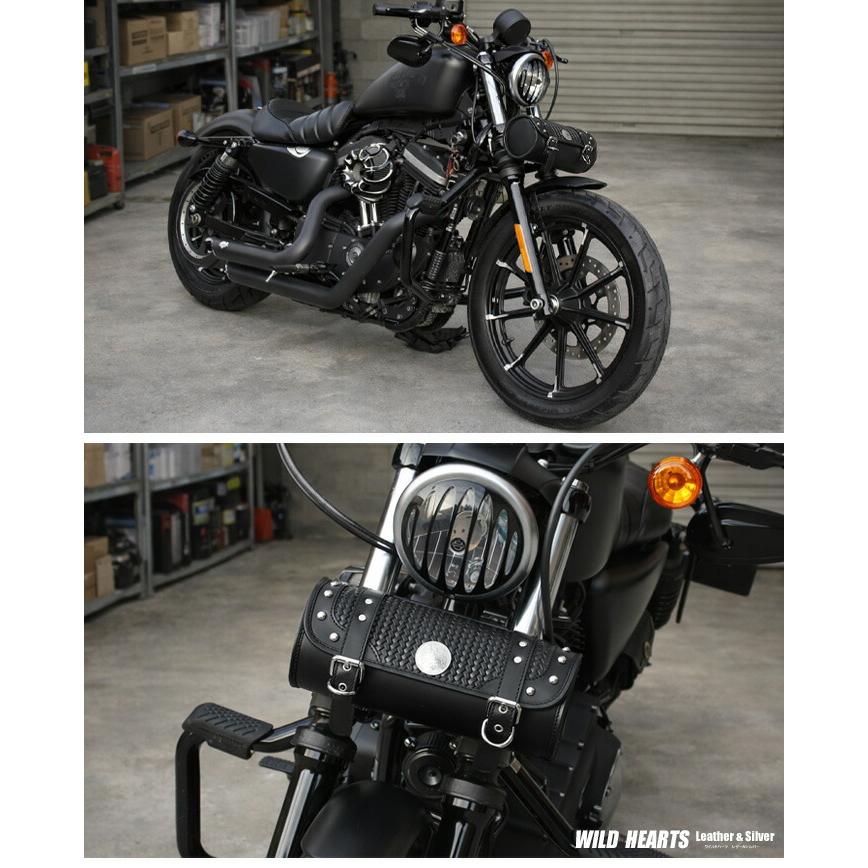 本革 ツールバッグ カービング 革 牛革 レザー サドルレザー バイク用 汎用 フォークバッグ 誕生日 ギフト プレゼント WILDHEARTS ワイルドハーツ tb3948の画像
