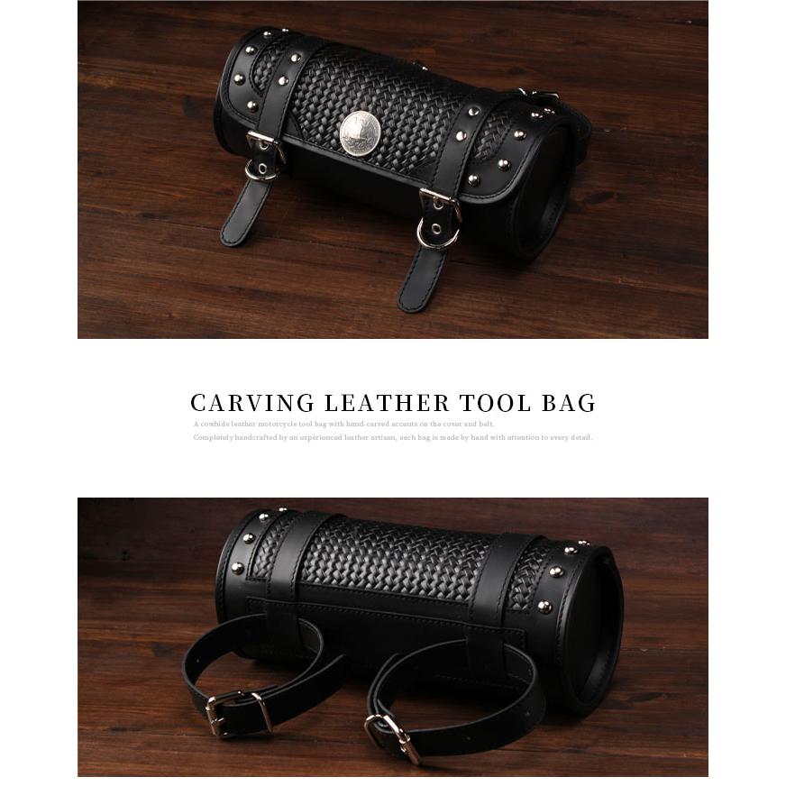 本革 ツールバッグ カービング 革 牛革 レザー サドルレザー バイク用 汎用 フォークバッグ 誕生日 ギフト プレゼント WILDHEARTS ワイルドハーツ tb3948の画像