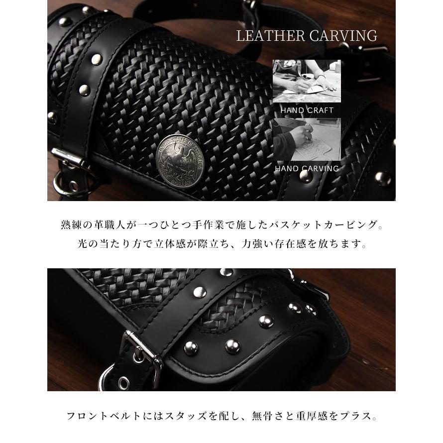 本革 ツールバッグ カービング 革 牛革 レザー サドルレザー バイク用 汎用 フォークバッグ 誕生日 ギフト プレゼント WILDHEARTS ワイルドハーツ tb3948の画像