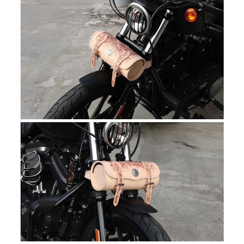 本革 ツールバッグ カービング 革 牛革 ヌメ革 レザー バイク用 汎用 フォークバッグ バイカー 誕生日 ギフト プレゼント WILDHEARTS ワイルドハーツ tb3949の画像