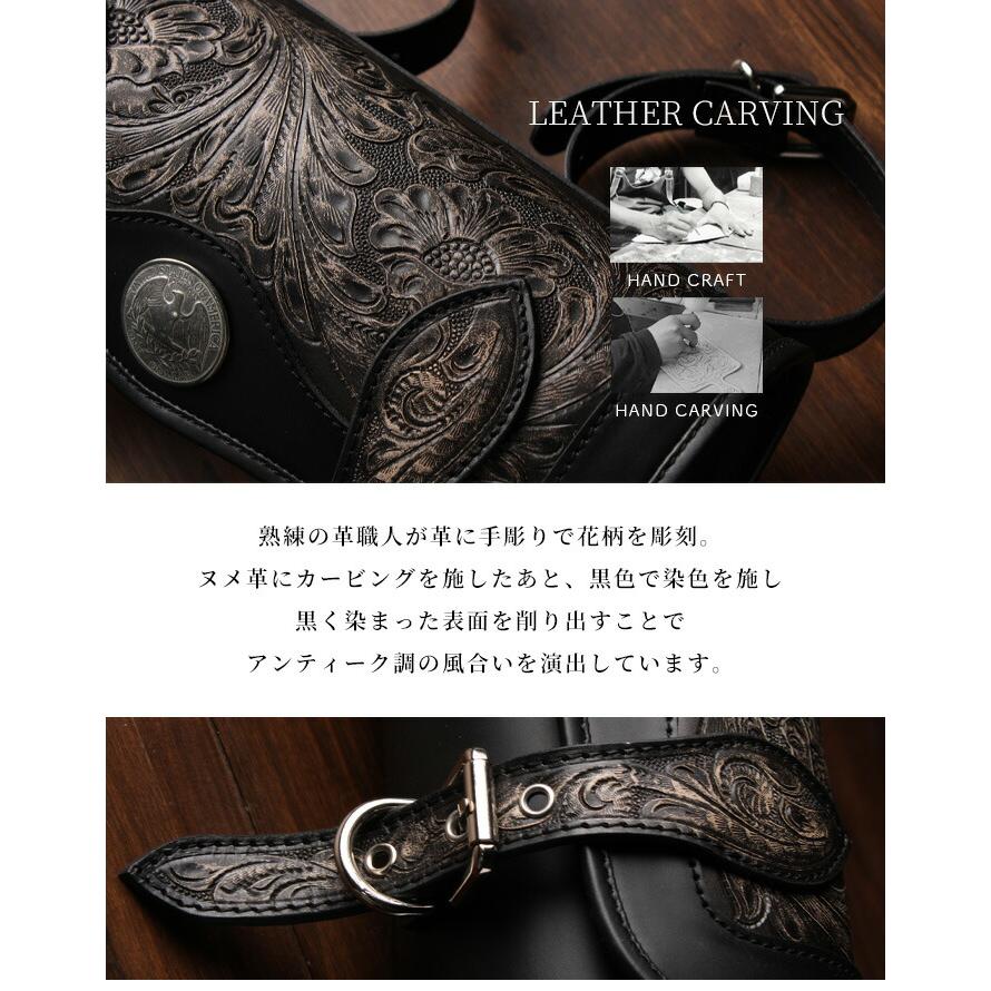 本革 ツールバッグ カービング 革 牛革 レザー サドルレザー バイク用 汎用 フォークバッグ 誕生日 ギフト プレゼント WILDHEARTS ワイルドハーツ tb3950の画像