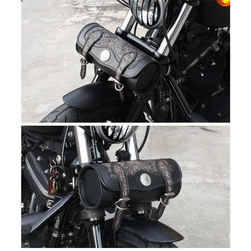 本革 ツールバッグ カービング 革 牛革 レザー サドルレザー バイク用 汎用 フォークバッグ 誕生日 ギフト プレゼント WILDHEARTS ワイルドハーツ tb3950の画像