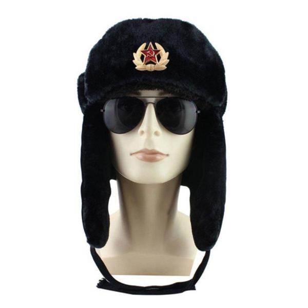 耳当てつき ロシア軍 ソ連軍 ウシャンカ 帽子 メンズ 防寒帽 ファー