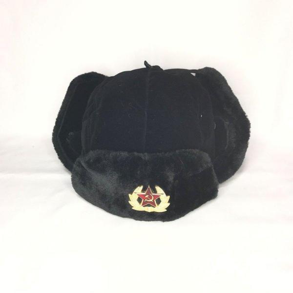耳当てつき ロシア軍 ソ連軍 ウシャンカ 帽子 メンズ 防寒帽 ファー