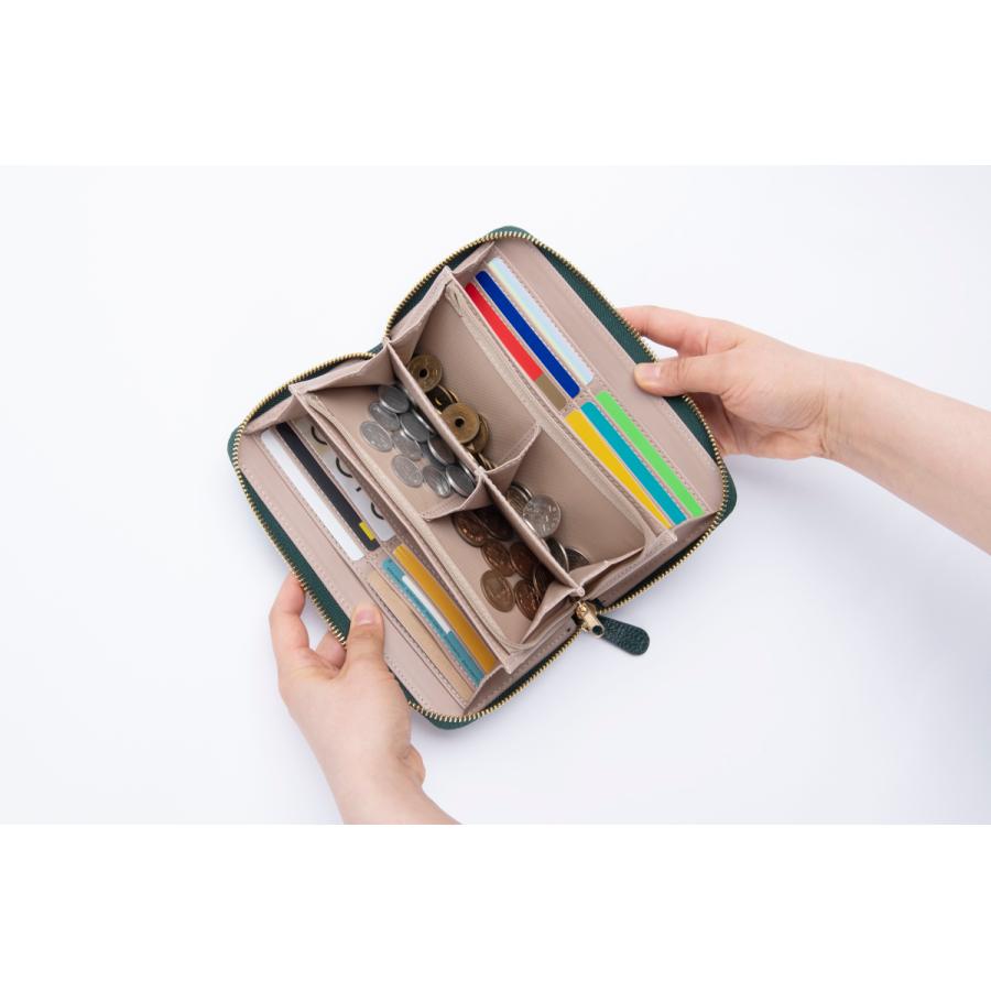 仕分け上手な本格長財布グリーン ラウンドファスナー 開運縁起財布