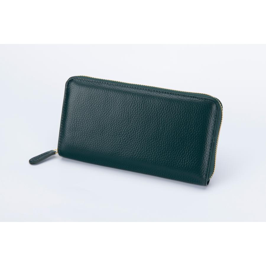 仕分け上手な本格長財布グリーン ラウンドファスナー 開運縁起財布