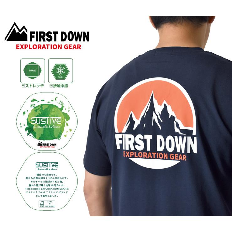 FIRST DOWN EX ファーストダウン 半袖Tシャツ メンズ バックプリント 接触冷感 ストレッチ セール｜aruge｜08