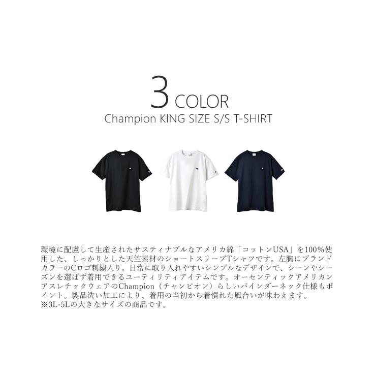 Champion チャンピオン 大きいサイズ メンズ ベーシック ショートスリーブ半袖Tシャツ セール｜aruge｜05