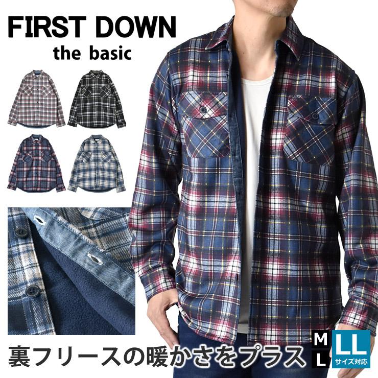 FIRST DOWN（ファーストダウン） チェックシャツ メンズ フリース