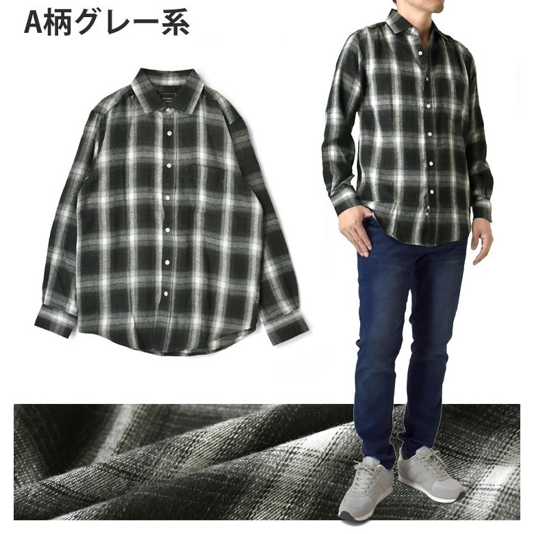 ARUGE（アルージェ） ネルシャツ メンズ 長袖シャツ ビエラ起毛 シャツ