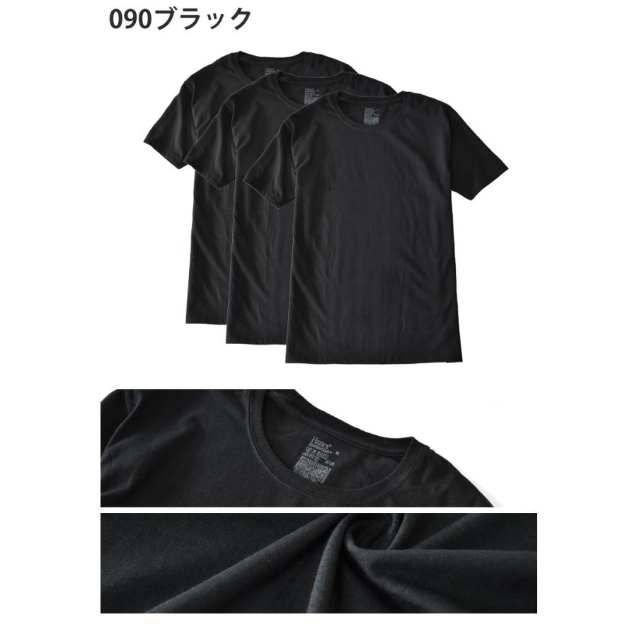 Hanes ヘインズ 半袖Tシャツ メンズ 3Pパック インナーTシャツ クルーネック 丸首 綿100％ 黒 白 グレー ブラック ホワイト セール｜aruge｜08