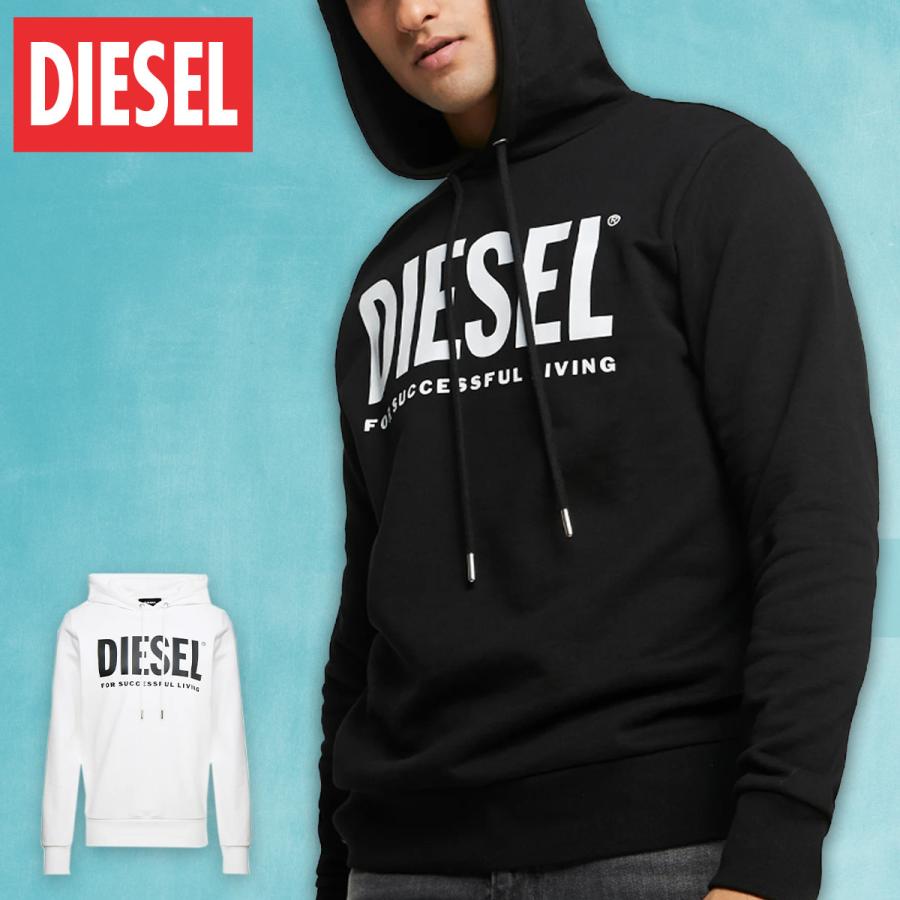 DIESEL ディーゼル メンズ パーカー ロゴ プリント プルオーバー