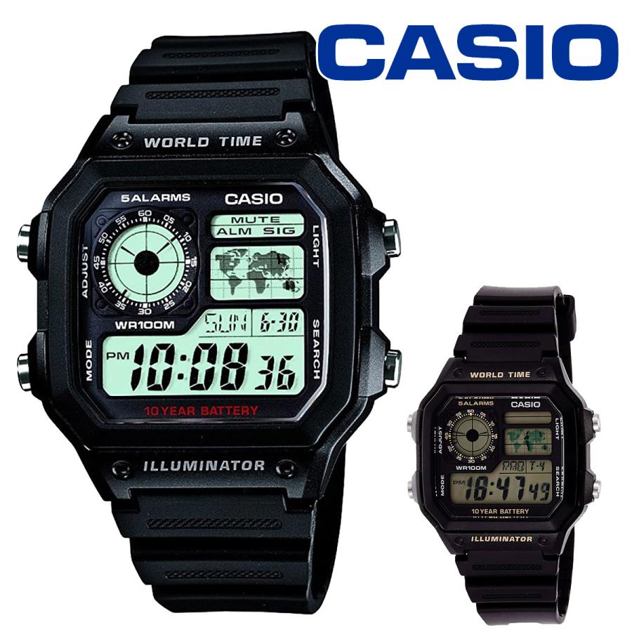 CASIO カシオ スタンダード ワールドトラベラー メンズ 腕時計 レディース キッズ AE-1200WH-1A AE-1200WH-1B AE-1200WHB-3B｜aruim