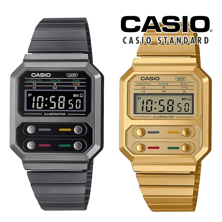 CASIO STANDARD カシオ スタンダード A100WEG-9A A100WEGG-1A 腕時計 時計 ブラック ゴールド おしゃれ F-100復刻 メタル :casio-st36:セレクトショップ NUMBER11 通販 CASIO カシオ A100WEGG-1A デジタルウォッチ