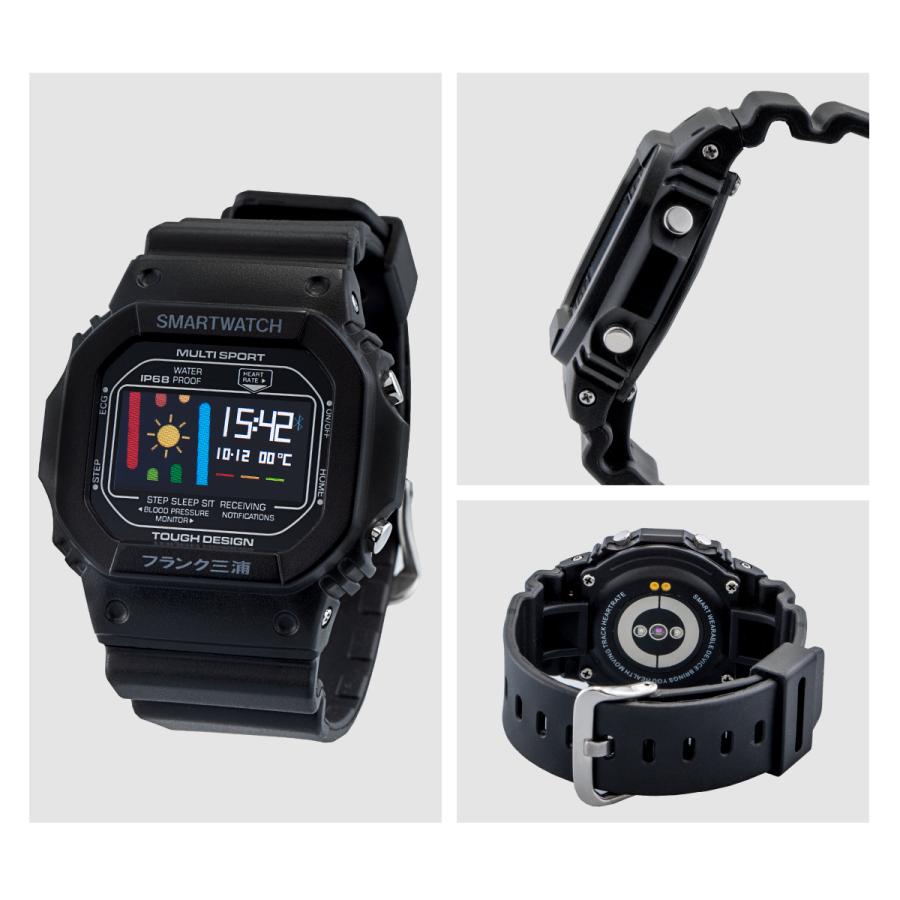 フランク三浦 スマートウォッチ Iphone Android アンドロイド対応 G Shock風 日本メーカー Line 心拍数 防水 日本語 対応 Usb充電 Ip68防水 着信通知 Fm5600 本物