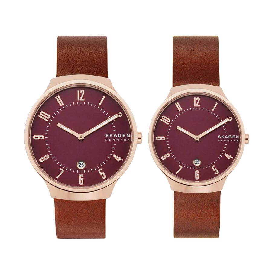 スカーゲン Skagen ペアウォッチ 腕時計 メンズ レディース Skw1115 グレーネン アナログ カレンダー ワインレッド ローズゴールド レザーベルト Skw1115 セレクトショップ Number11 通販 Yahoo ショッピング