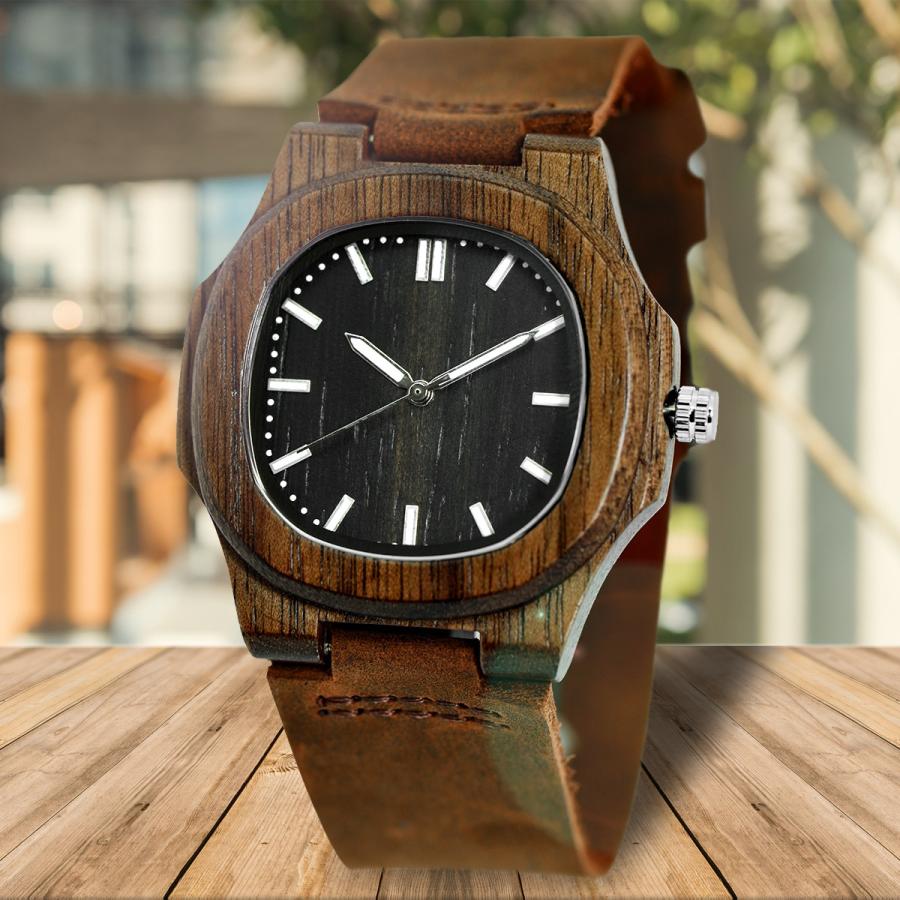 腕時計 メンズ レディース ユニセックス ウッドウォッチ 木製 レザー ノーチラス風 竹製腕時計 メール便発送 Wd01 セレクトショップ Number11 通販 Yahoo ショッピング