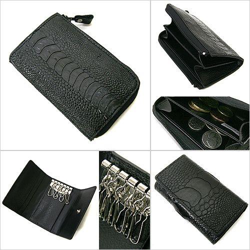 長財布 小銭入れ キーケース メンズ レディース 財布さいふ収納ケース オーストリッチレッグ 本革 黒ブラック財布セット M 753 財布 バッグ通販専門店 アルカナ 通販 Yahoo ショッピング