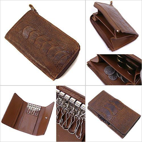 長財布 小銭入れ キーケース メンズ レディース 財布さいふ収納ケース オーストリッチレッグ 本革 茶ブラウン財布セット M 754 財布 バッグ通販専門店 アルカナ 通販 Yahoo ショッピング
