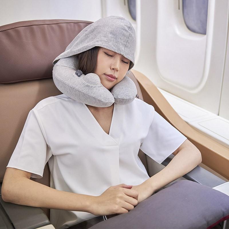 トラベルモール インフレータブルポンプネックピロー（フード付） 首枕