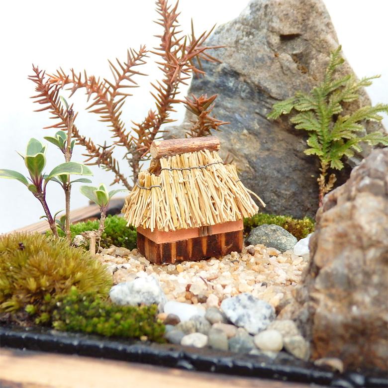 お中元 ギフト 苔盆栽 一軒家SS 癒しのミニ庭園 手作りインテリア 和風