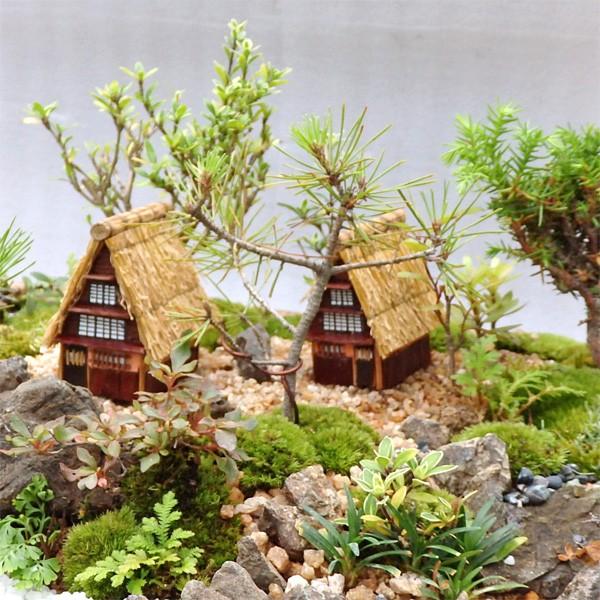 石　置物　茅葺き屋根　家　飾り　庭　園芸　 盆栽 ミニ庭園 盆景【茅葺の里（L）】 : あるまま - 通販 - Yahoo