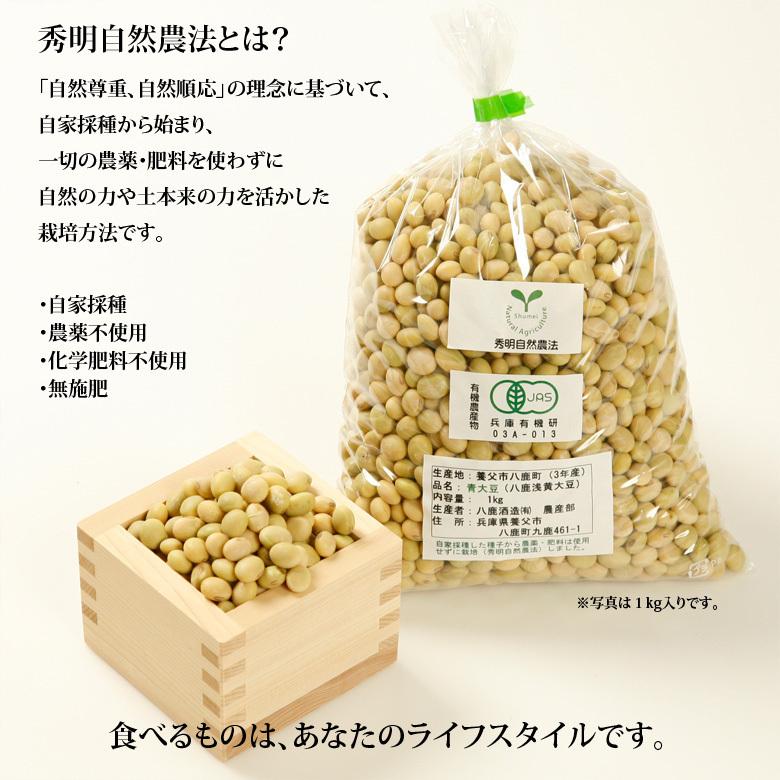 八鹿浅黄大豆（1kg）青大豆 秀明自然農法 JAS有機栽培 オーガニック Organic｜arumama｜02