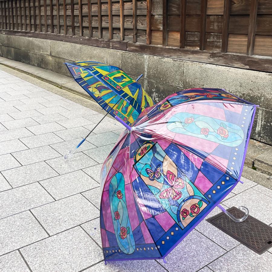 ステンドグラス柄 ビニール傘 薔薇柄 蝶々柄 裾パイピングカラー 同色 手元付き ジャンプ傘 レディース 21 新入荷 Arumoe0296 Arumoe 通販 Yahoo ショッピング